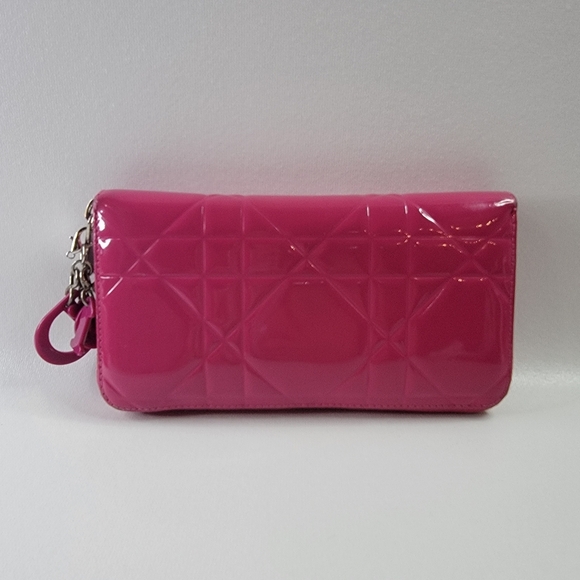 CHRISTIAN DIOR Cannage Patent Leather Zippy Long Wallet - Picture 13 of 13